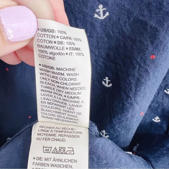 GoodThreads Nautical Anchor Button Up Shirt Sz L - Picture 6 of 6